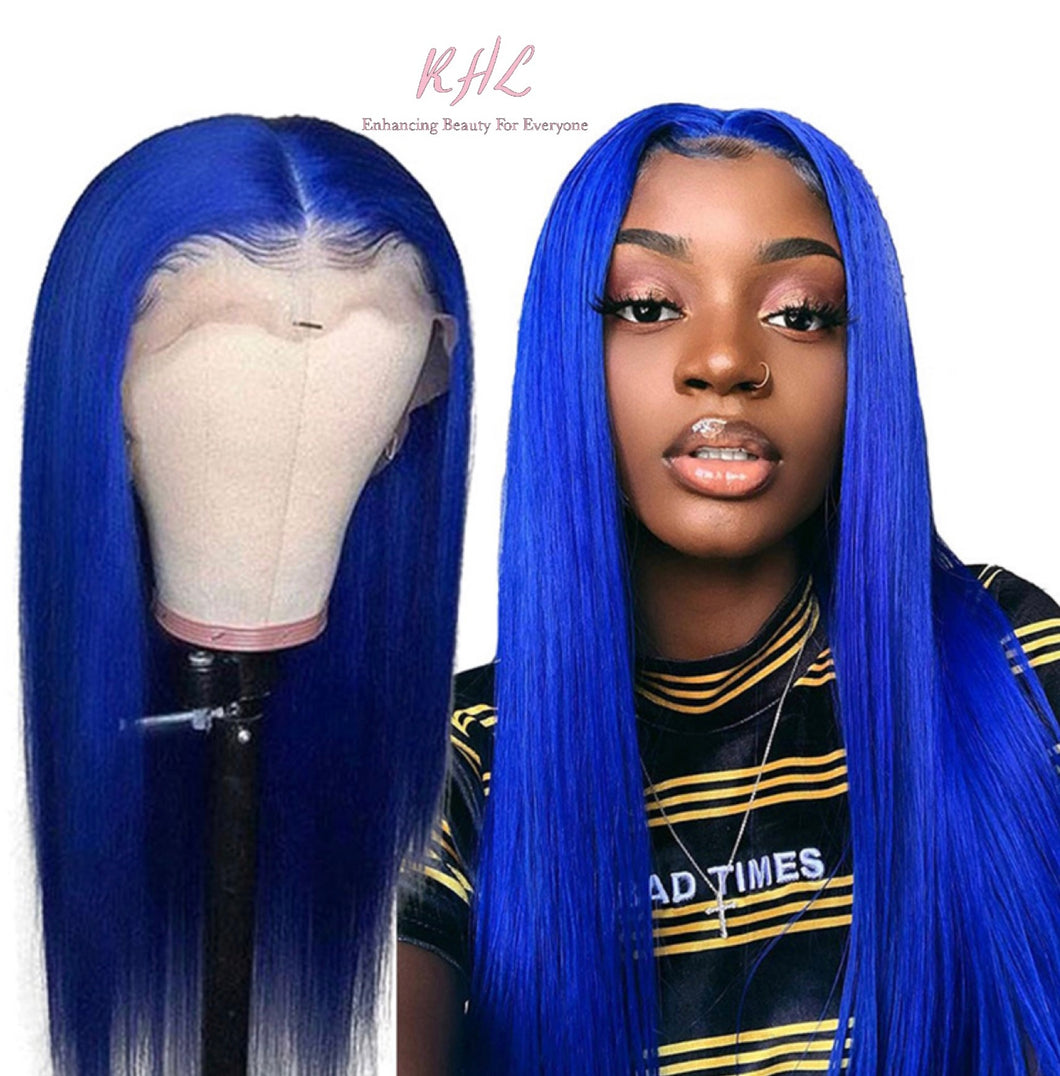 13x4 BLUE STRAIGHT 9A GRADE 100% VIRGIN UNPROCESSED HAIR LACE FRONT Wig