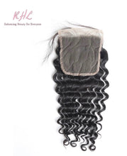 Load image into Gallery viewer, 10A DEEP WAVE 4x4 or 5x5  100% UNPROCESSED VIRGIN HUMAN HAIR TRANSPARENT/HD LACE Closure
