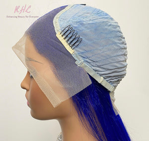 13x4 BLUE STRAIGHT 9A GRADE 100% VIRGIN UNPROCESSED HAIR LACE FRONT Wig