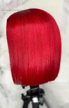 Load image into Gallery viewer, 13x4 CUSTOM COLOUR RED 8A Grade 100% UNPROCESSED VIRGIN HUMAN HAIR STRAIGHT Wig SHORT BOB
