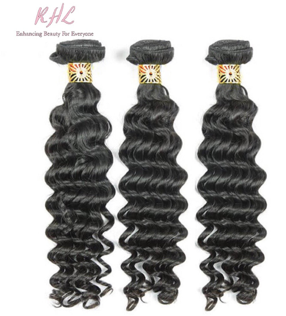 12A DEEP WAVE HAIR 3pcs Bundle Deal 100% UNPROCESSED VIRGIN HUMAN HAIR