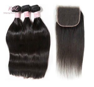 9A STRAIGHT HAIR 3pcs lot + 5x5 Closure = Bundle Deal 100% UNPROCESSED VIRGIN HUMAN HAIR  HD lace Closure