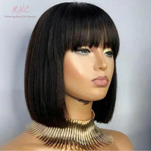 Load image into Gallery viewer, 10A Grade 4x4 SHORT BOB FRONT BANG 100% UNPROCESSED VIRGIN HUMAN HAIR STRAIGHT Wig (Custom Made)
