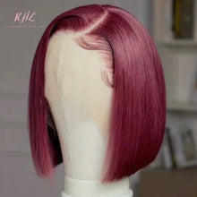 Load image into Gallery viewer, 13x4 CUSTOM COLOUR #99J 8A Grade 100% UNPROCESSED VIRGIN HUMAN HAIR STRAIGHT Wig SHORT BOB
