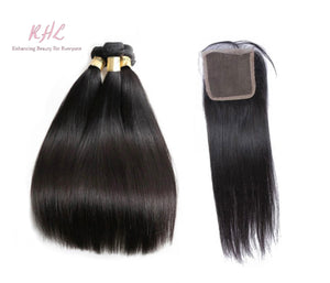 12A STRAIGHT HAIR 3pcs lot + 4x4 Closure = Bundle Deal 100% UNPROCESSED VIRGIN HUMAN HAIR Transparent lace / HD lace