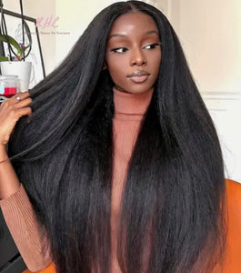 10A Grade 4x4 LACE CLOSURE KINKY STRAIGHT 100% UNPROCESSED VIRGIN HUMAN HAIR Wig (TRANSPARENT/HD Lace)