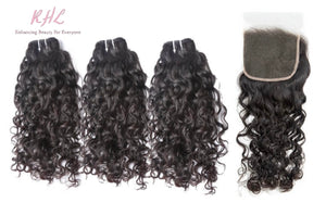 9A WATER WAVE HAIR 3pcs lot + 5x5 Closure = Bundle Deal 100% UNPROCESSED VIRGIN HUMAN HAIR  HD lace Closure