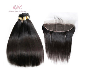 12A STRAIGHT HAIR 3pcs lot + 13x4 or 13x6 Frontal = Bundle Deal 100% UNPROCESSED VIRGIN HUMAN HAIR Transparent lace / HD lace