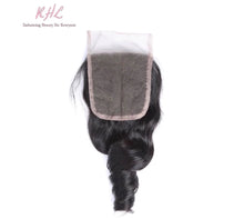 Load image into Gallery viewer, 10A LOOSE WAVE 4x4 or 5x5  100% UNPROCESSED VIRGIN HUMAN HAIR TRANSPARENT/HD LACE Closure
