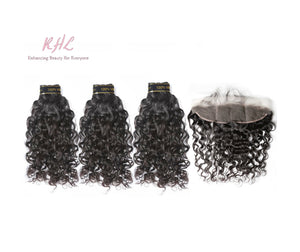 10A WATER WAVE HAIR 3pcs lot + 13x4 or 13x6 Frontal = Bundle Deal 100% UNPROCESSED VIRGIN HUMAN HAIR Transparent lace / HD lace