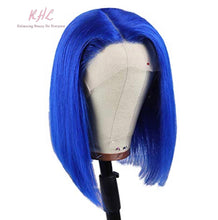 Load image into Gallery viewer, 13x4 CUSTOM COLOUR BLUE 8A Grade 100% UNPROCESSED VIRGIN HUMAN HAIR STRAIGHT Wig SHORT BOB
