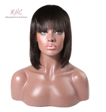 Load image into Gallery viewer, 10A Grade 4x4 SHORT BOB FRONT BANG 100% UNPROCESSED VIRGIN HUMAN HAIR STRAIGHT Wig (Custom Made)
