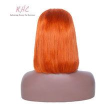 Load image into Gallery viewer, 13x4 CUSTOM COLOUR  ORANGE 8A Grade 100% UNPROCESSED VIRGIN HUMAN HAIR STRAIGHT Wig SHORT BOB
