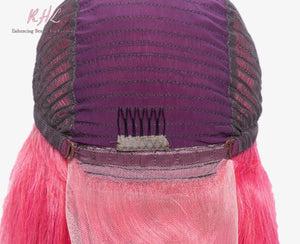 13x4 CUSTOM COLOUR PINK 8A Grade 100% UNPROCESSED VIRGIN HUMAN HAIR STRAIGHT Wig SHORT BOB