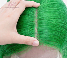 Load image into Gallery viewer, 13x4 CUSTOM COLOUR  GREEN 8A Grade 100% UNPROCESSED VIRGIN HUMAN HAIR STRAIGHT Wig SHORT BOB
