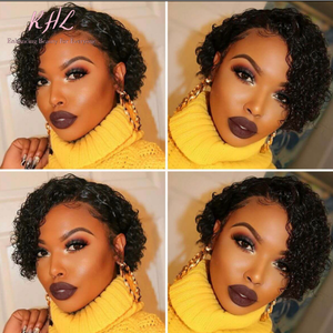 13x4 10 Inch PIXIE SHORT CUT CURLY HAIR 9A Grade 100% UNPROCESSED VIRGIN HUMAN HAIR LACE FRONT wig (Custom Made)